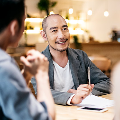 Young man in business meeting.